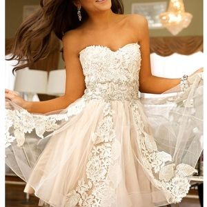 Jovani Ivory/Champagne Cocktail dress 735331